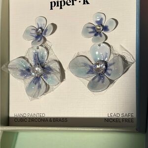 Piper K Blue and White Floral Earrings